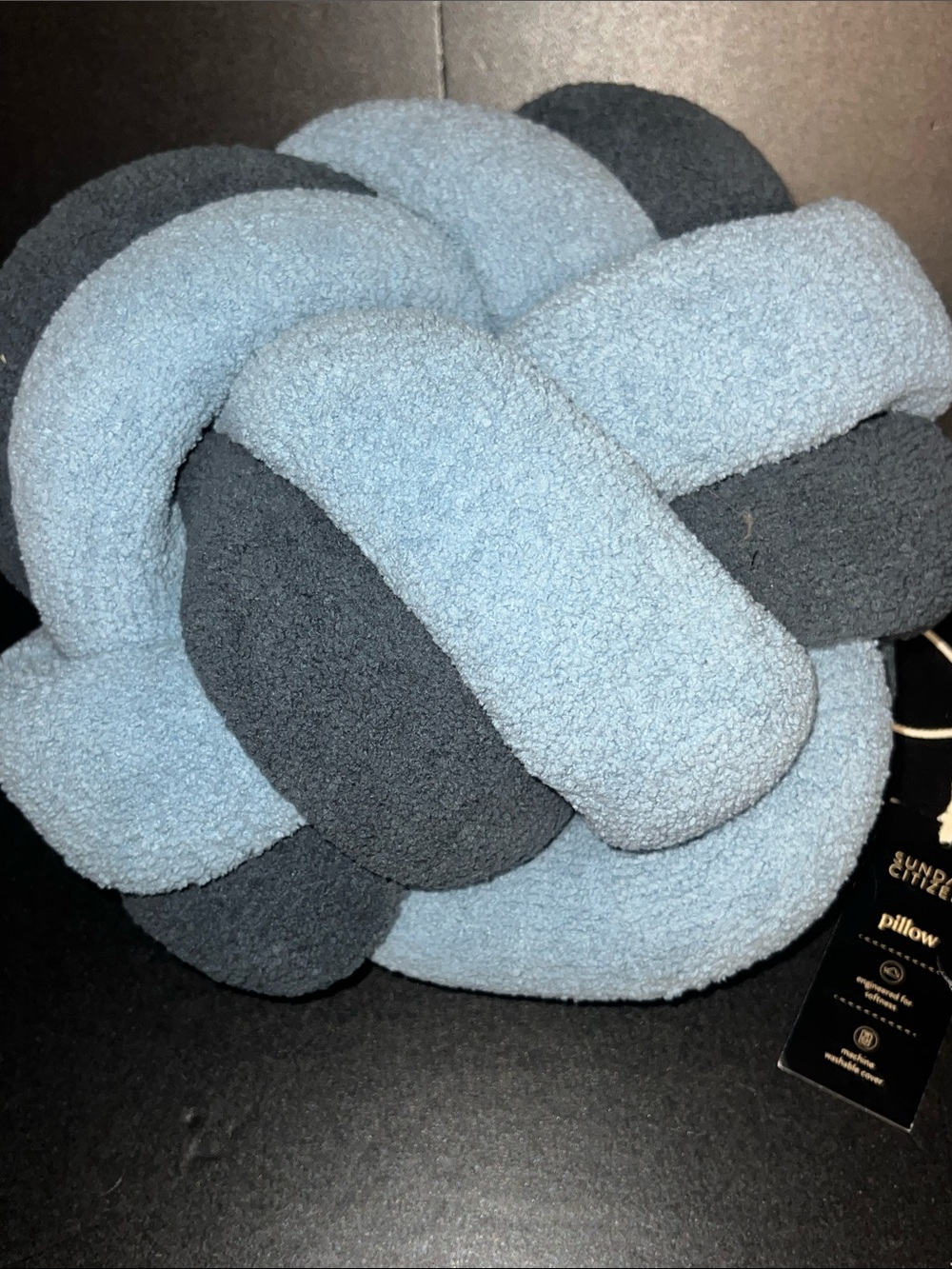 Sunday Citizen 2-tone blues knotted “snug” pillow- NWT
